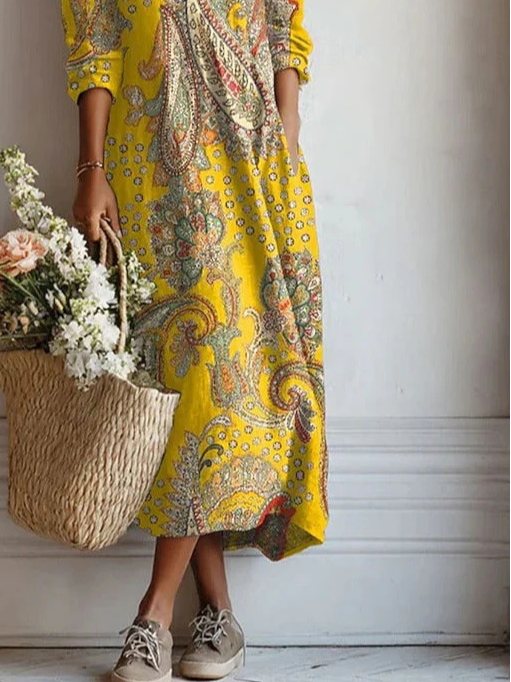 Casual Crew Neck Geometric Dress With No