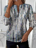 Women's Abstract Print Casual Zipper Long Sleeve Sweatshirt
