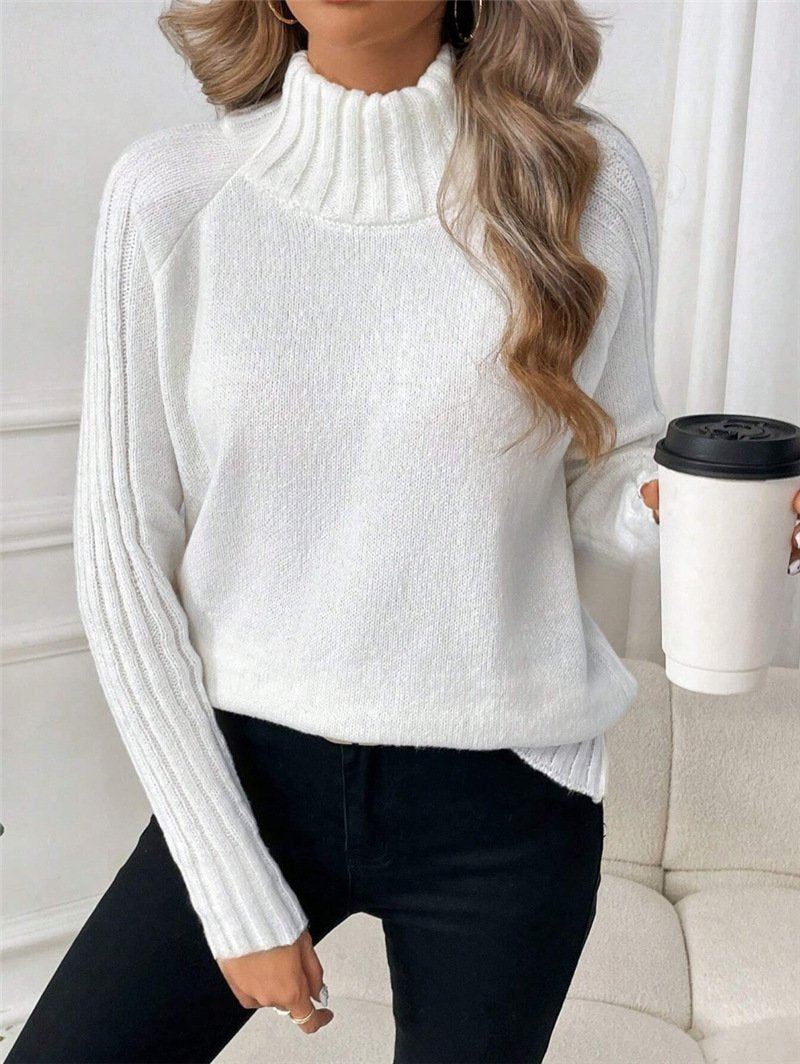 Split Joint Mock Neck Wool/Knitting Urban Sweater