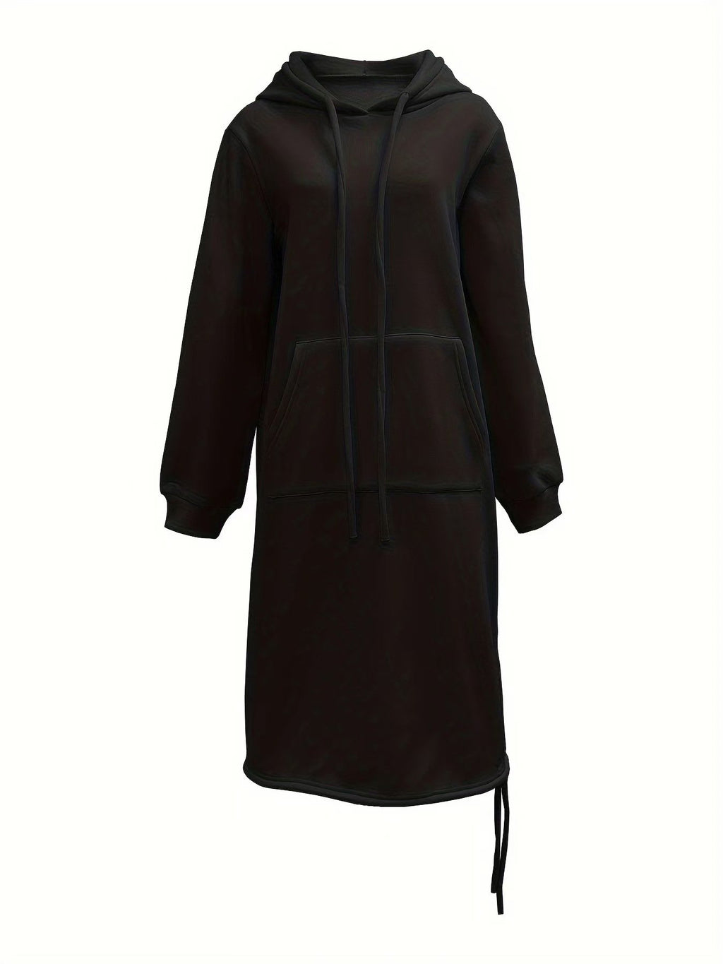 Women's Long Sleeve Spring/Fall Green Plain Split Joint Hooded Daily Going Out Vintage Maxi A-Line Hoodie Dress
