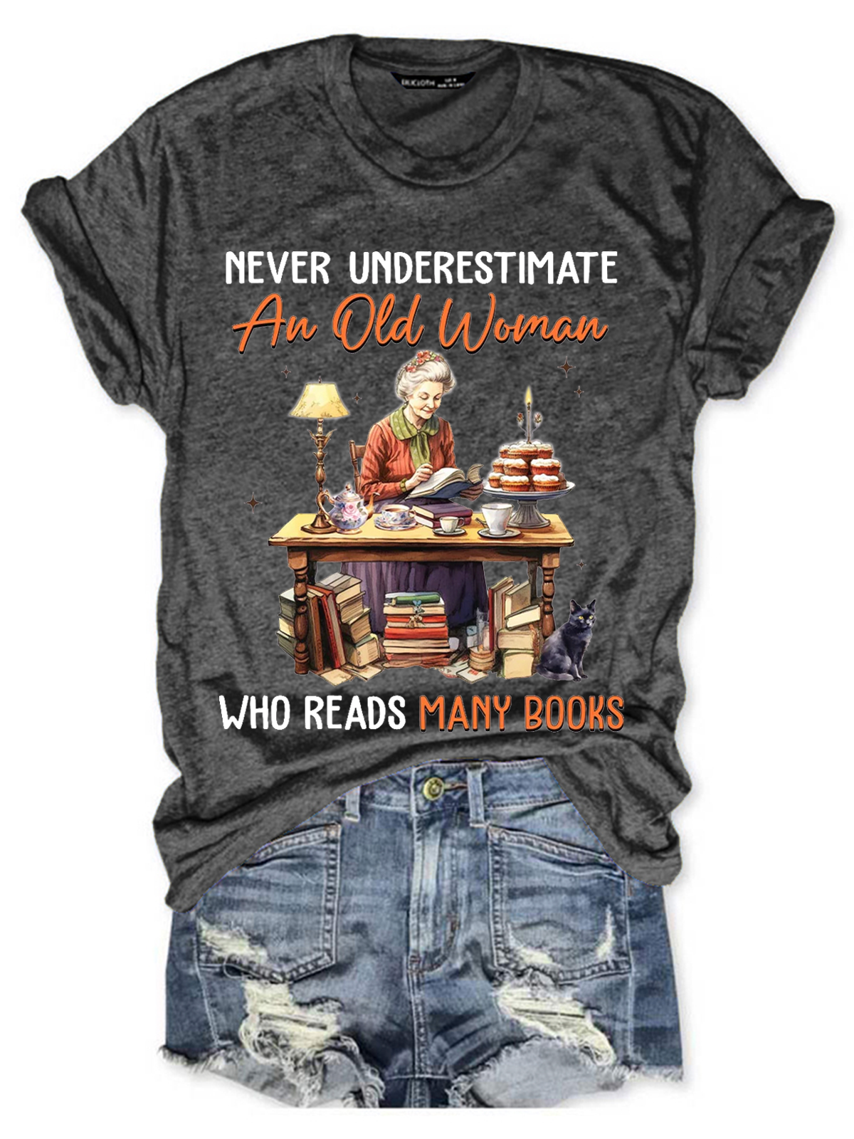 Never Underestimate An Old Woman Who Reads Many Books Book Lovers Gift Women's V-neck T-shirt