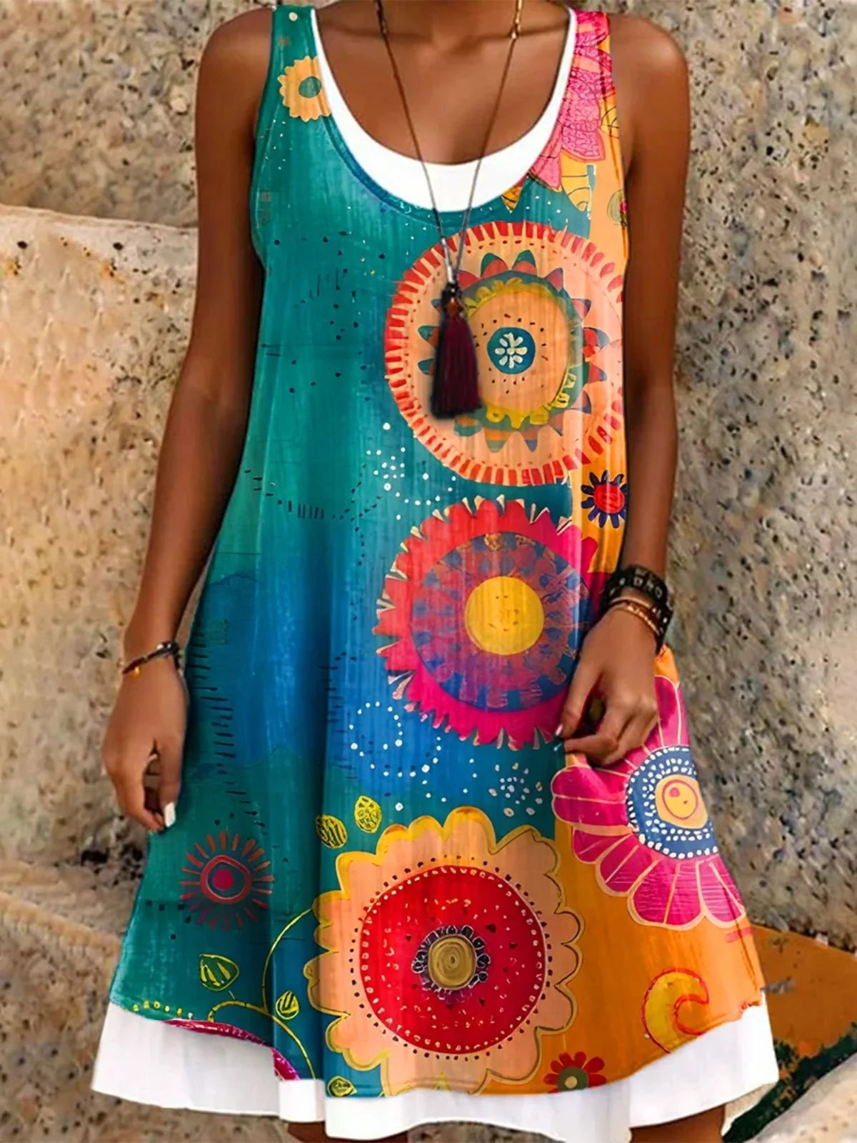 Casual Crew Neck Dress With No
