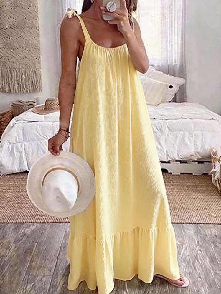 Loose Others Vintage Plain Dress With No