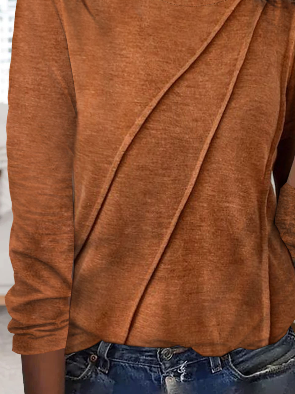 Casual Daily Loose Long Sleeve Crew Neck Regular T-shirts