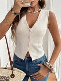 Regular Fit Plain Elegant V Neck Tank Top