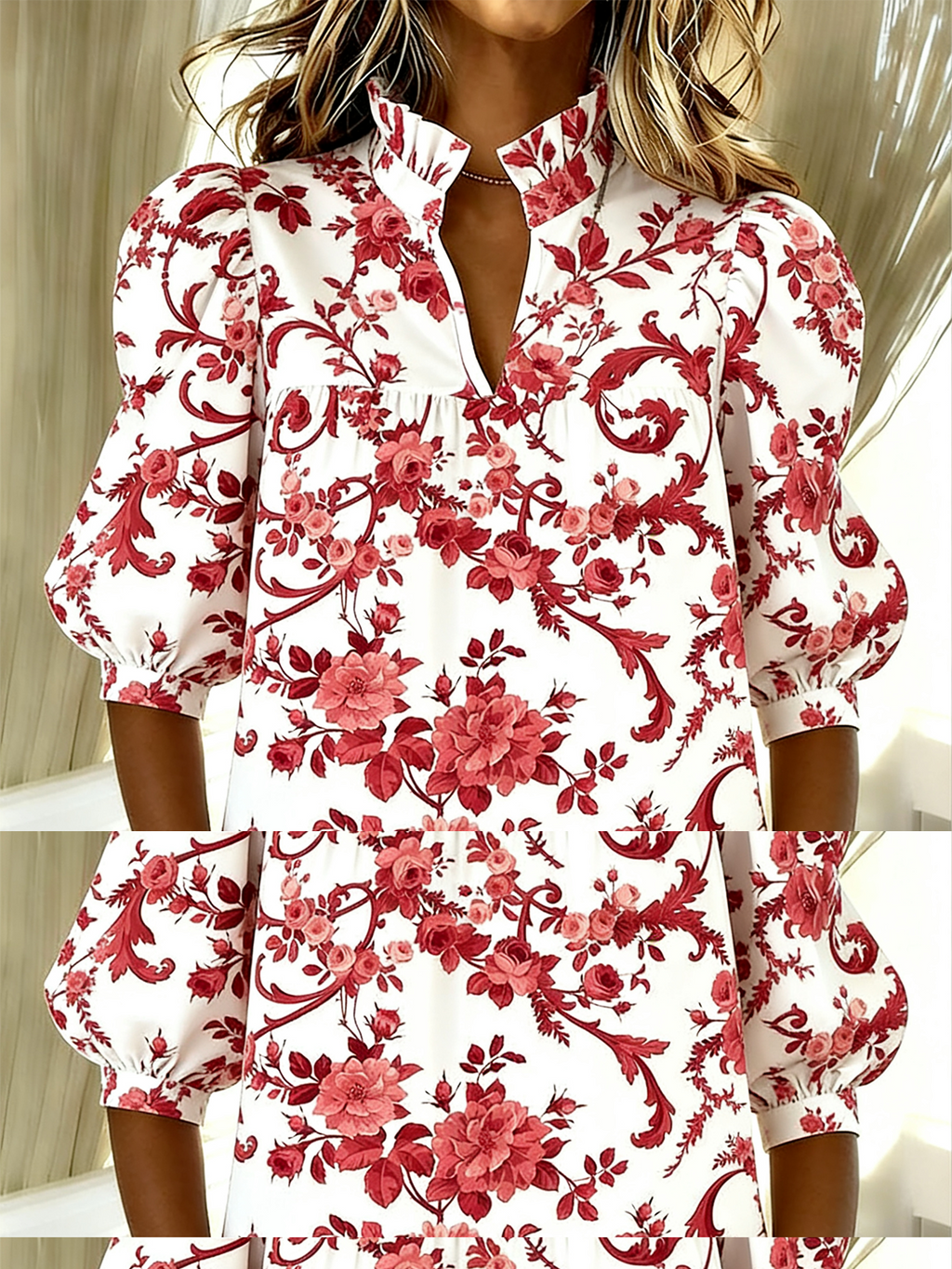 Elegant Puff Sleeve Valentine's Day Loose Shirt