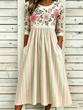 Women's Half Sleeve Summer As Picture Floral Printing Crew Neck Daily Going Out Casual Maxi H-Line Dress