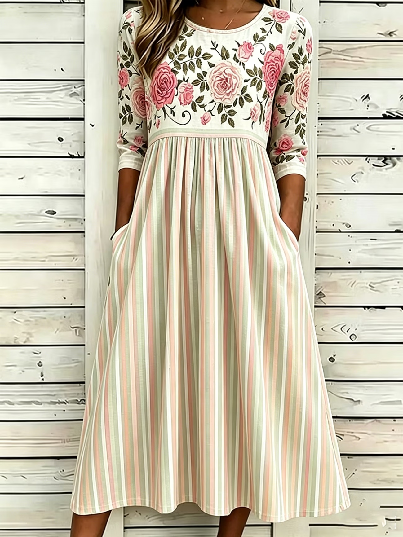 Women's Half Sleeve Summer As Picture Floral Printing Crew Neck Daily Going Out Casual Maxi H-Line Dress