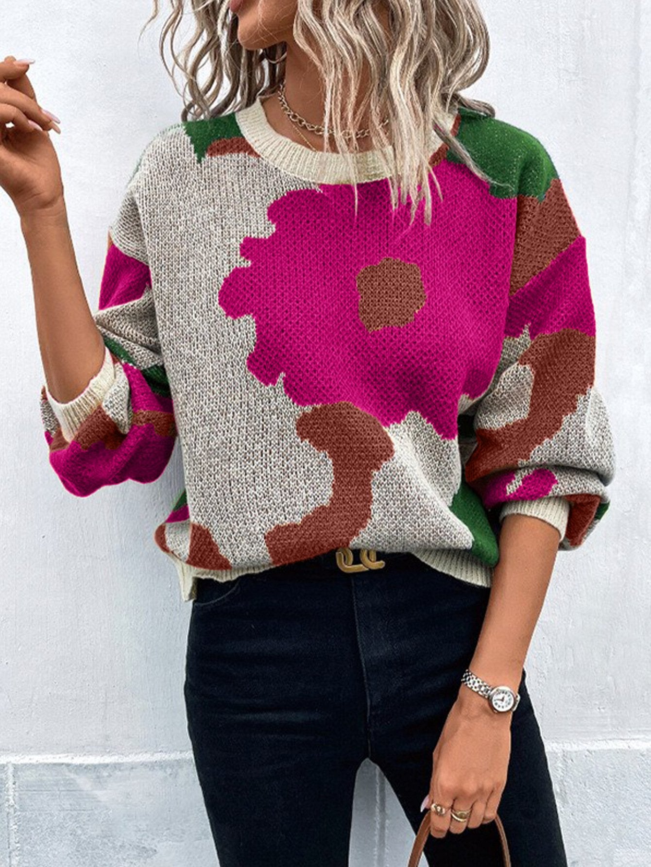 Urban Floral Split Joint Sweater