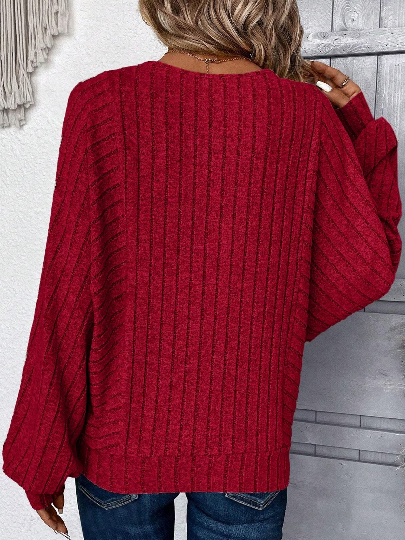 Elegant Dolman Sleeve Loose Crew Neck Plain T-Shirt