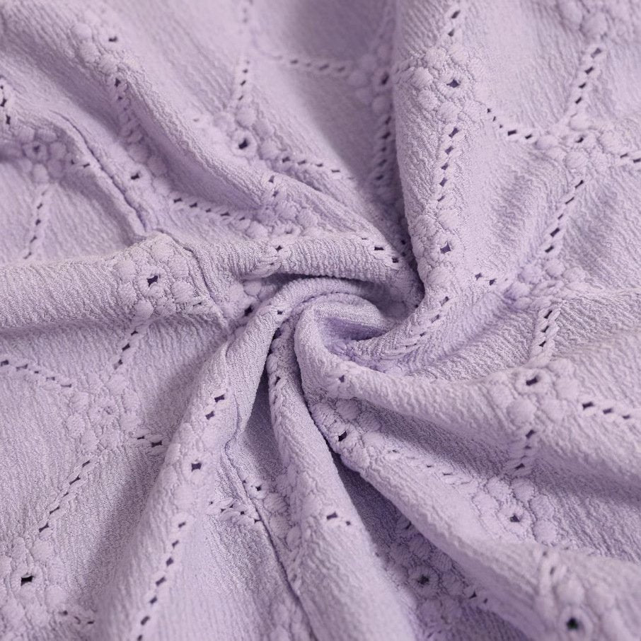 Women's short-sleeved T-shirt summer light purple pure cotton V-neck hollow daily out casual top