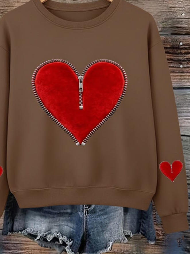 Heart/Cordate Casual Loose Printing Sweatshirt