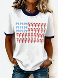 Independence Day Crew Neck Casual Cotton T-Shirt