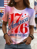 Crew Neck Casual Loose Gradient Pattern T-Shirt