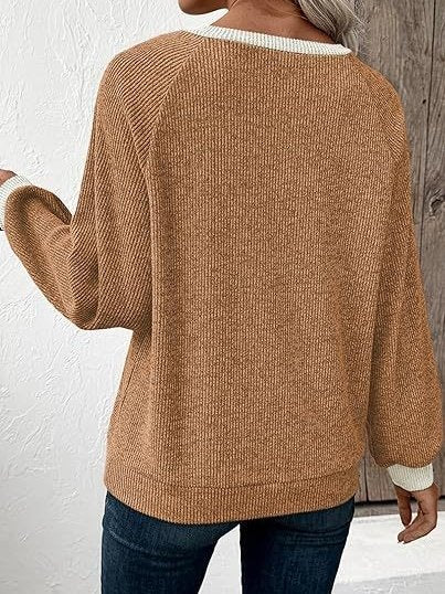 Split Joint Loose Simple Color Block Sweatshirt