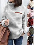 Split Joint Plain Casual Loose Turtleneck Plush Warm Sweater