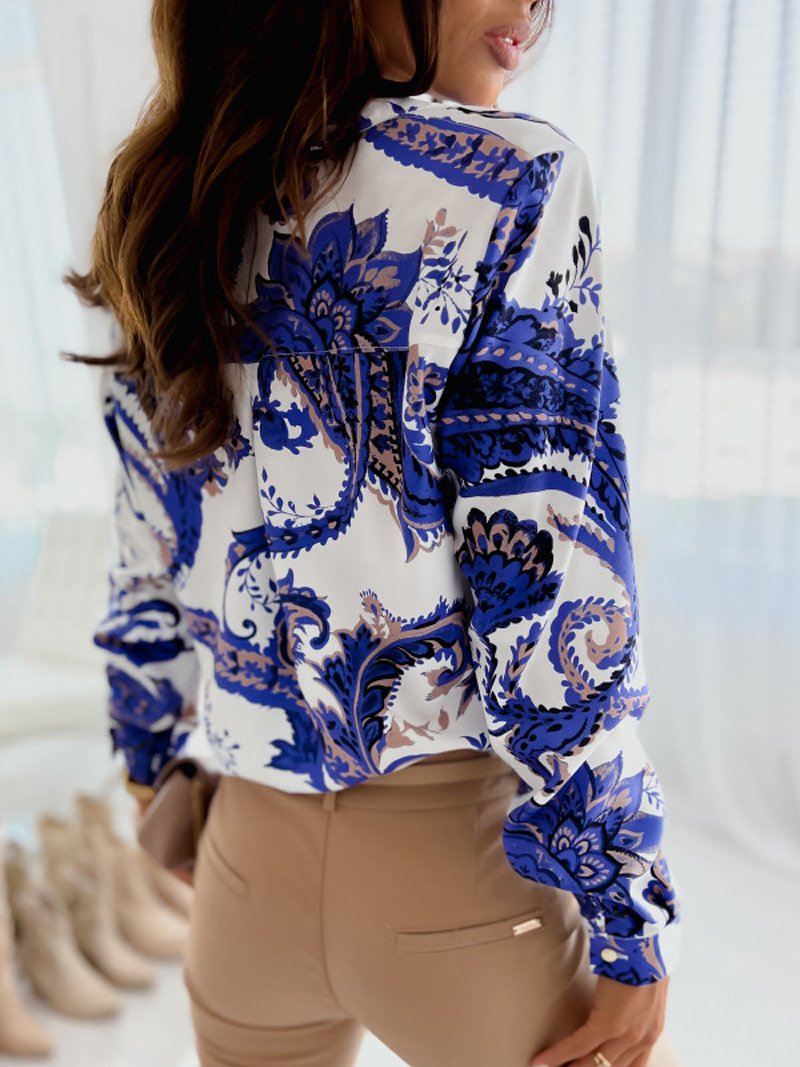 Women's Half Sleeve Shirt Summer Deep Blue Plain Split Joint Shirt Collar Daily Going Out Casual Top