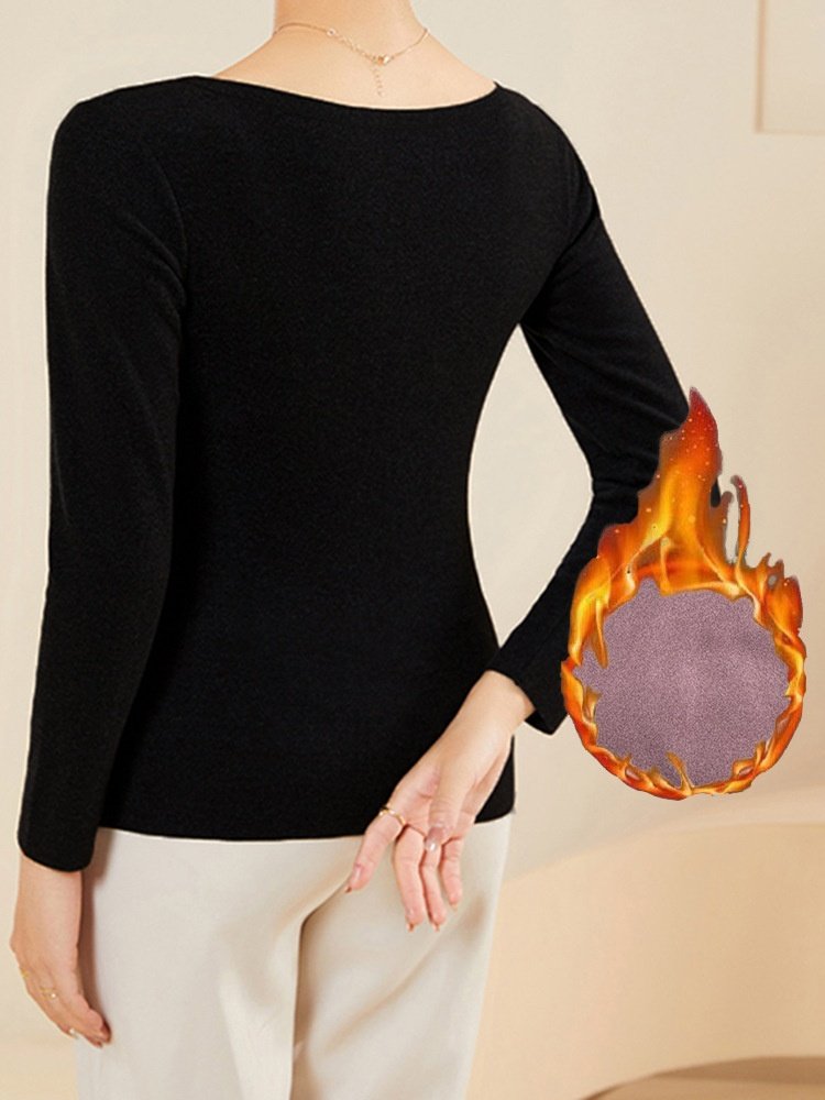 Women's Long Sleeve T-shirt Spring/Fall Color1 Plain Split Joint V Neck Daily Going Out Vintage Top