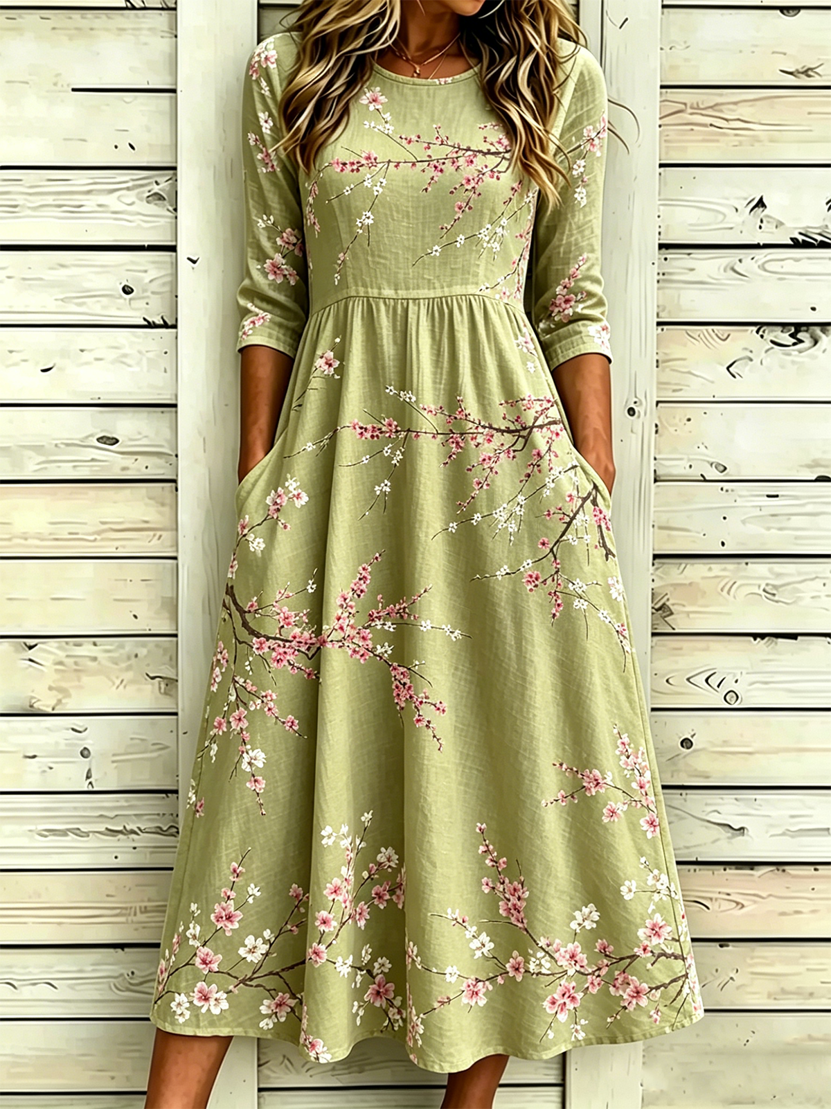 Others Vintage Loose Floral Dress With No