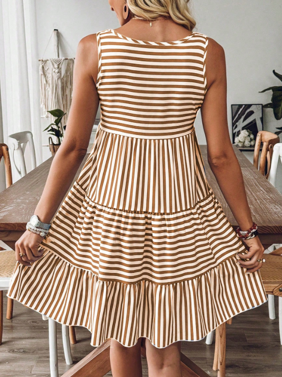 Casual Crew Neck Polyester Cotton Dress With No