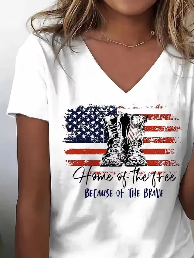 Women's Short Sleeve T-shirt Summer White Text Letters Jersey V Neck Holiday Going Out Casual Top
