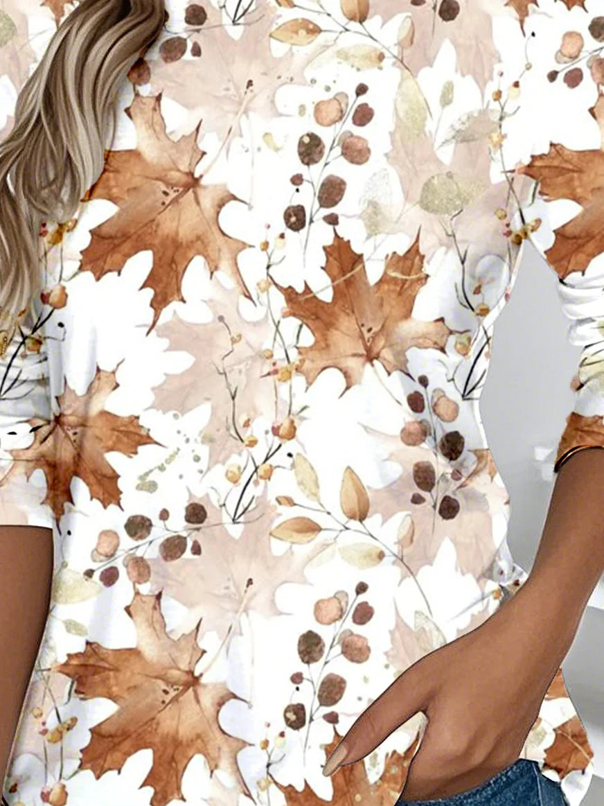 Casual Long Sleeve Round Neck T-Shirt