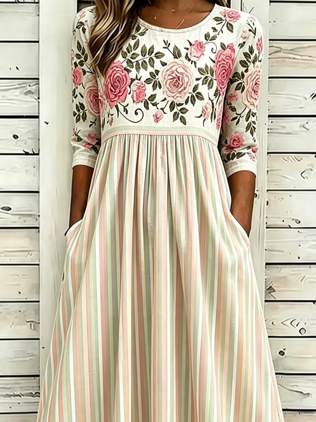 Women's Half Sleeve Summer As Picture Floral Printing Crew Neck Daily Going Out Casual Maxi H-Line Dress