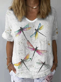 Cotton And Linen Butterfly Elegant T-Shirt