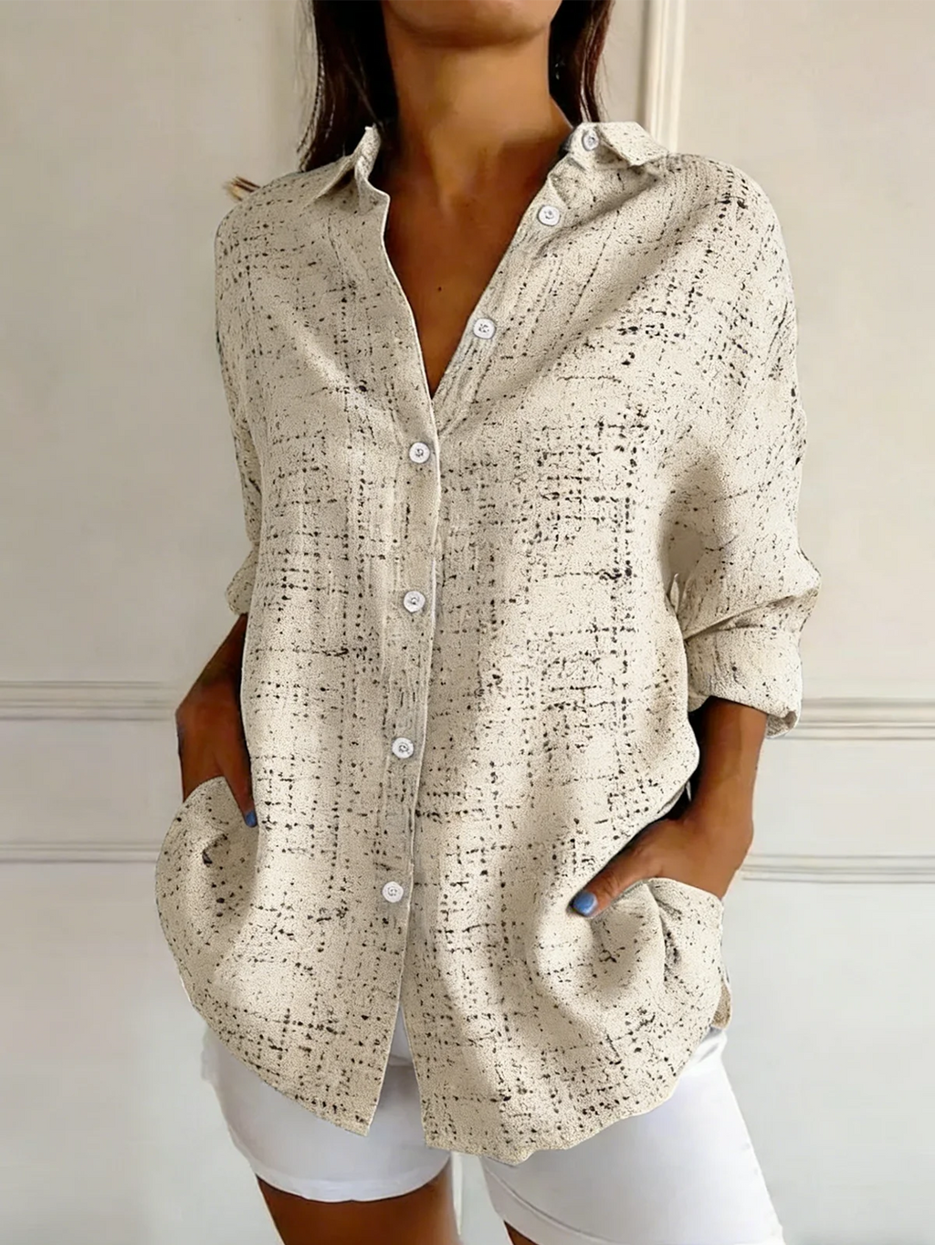 Shirt Collar Simple Plaid Loose Shirt