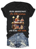 Never Underestimate An Old Woman Who Reads Many Books Book Lovers Gift Women's V-neck T-shirt