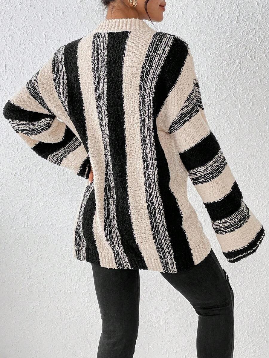 Simple Striped Wool/Knitting Split Joint Sweater