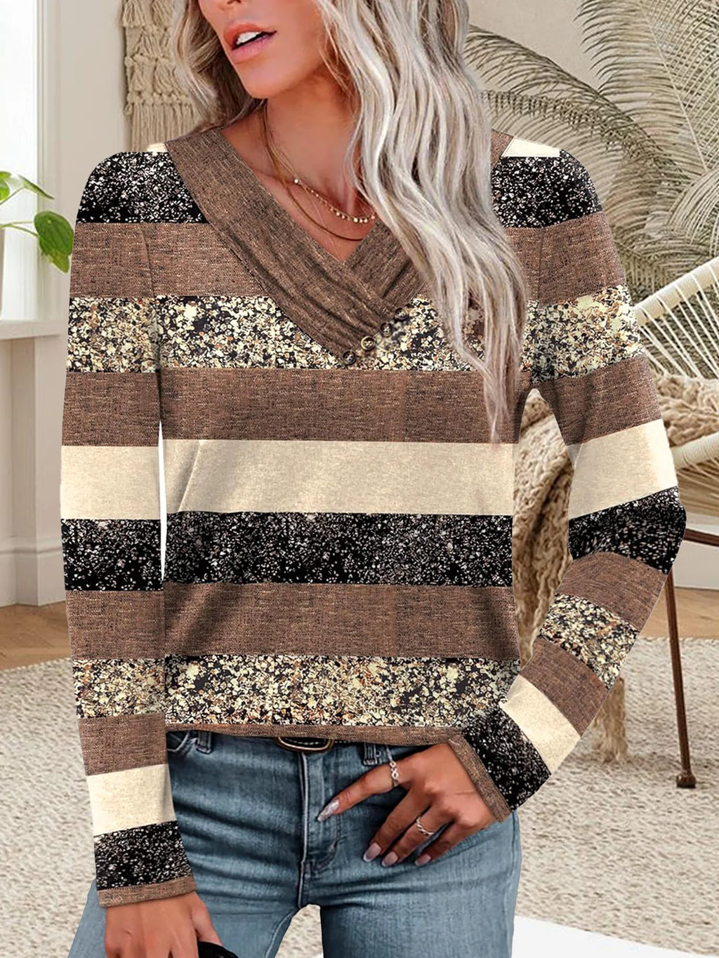 Cotton Striped Casual Loose T-Shirt