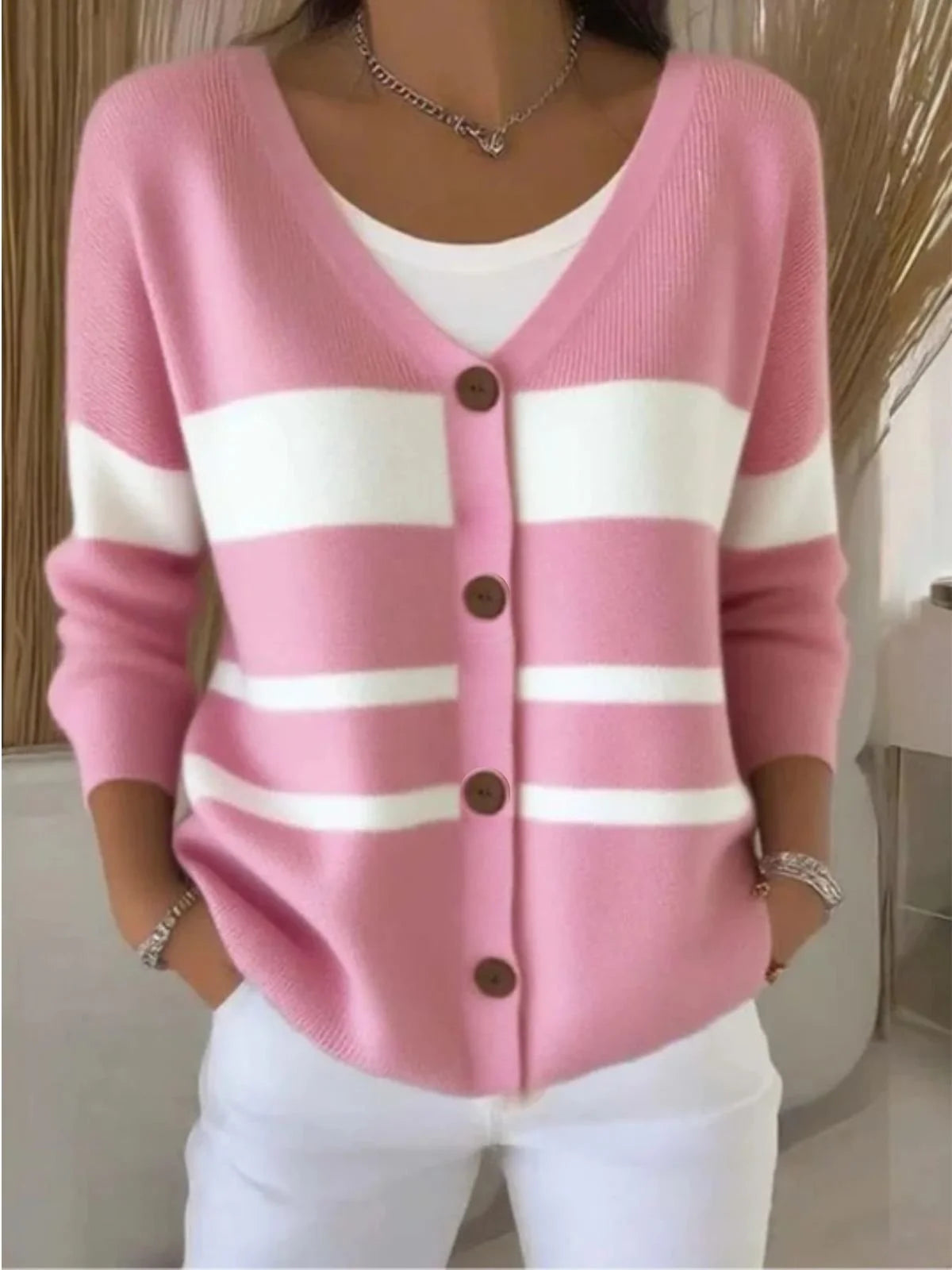 Casual Colorblock Regular Fit Cardigan