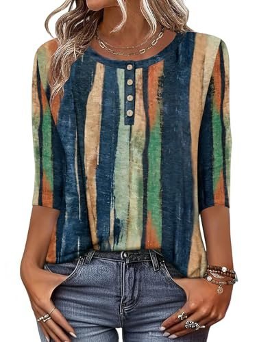 Casual Crew Neck Striped Cotton T-Shirt