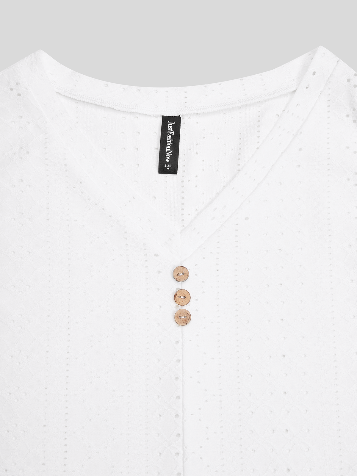 Loose V Neck Casual Buttoned Eyelet Embroidery Front Tank Top