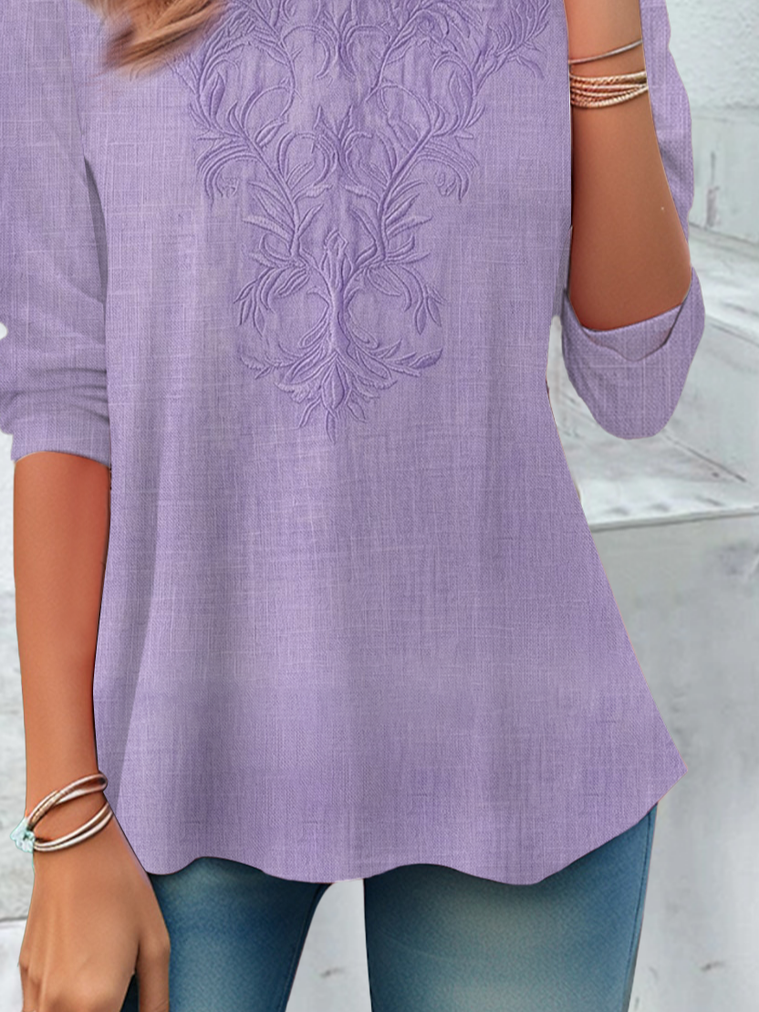 Women's Long Sleeve T-shirt Spring/Fall Purple Floral Jersey Crew Neck Daily Going Out Casual Top