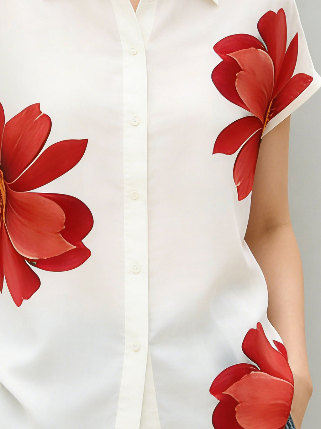 Elegant 3D Printing Floral Shawl Collar Going Out Casual Shirt