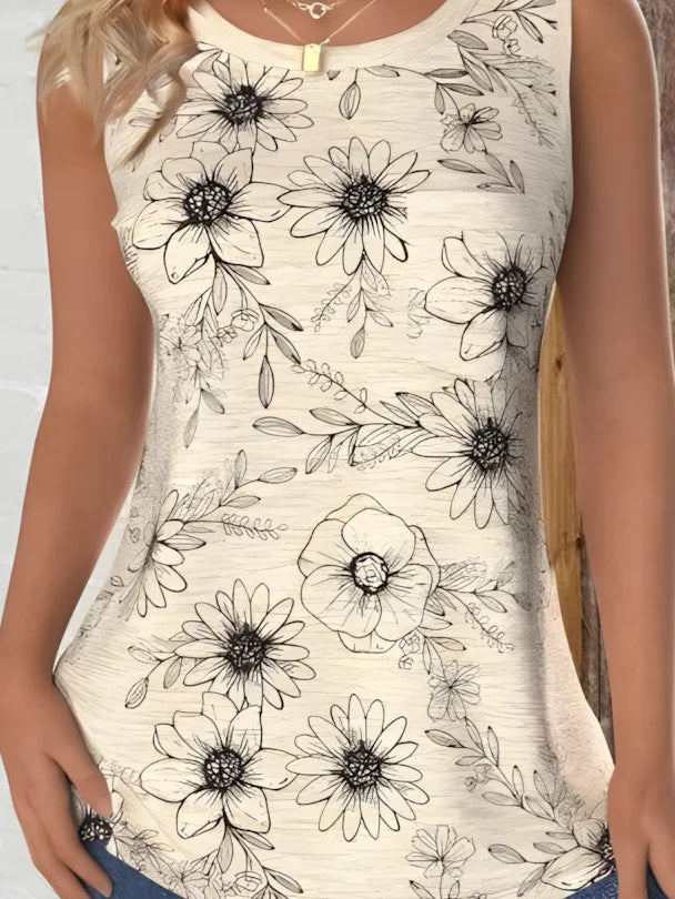 Crew Neck Casual Floral Loose T-Shirt