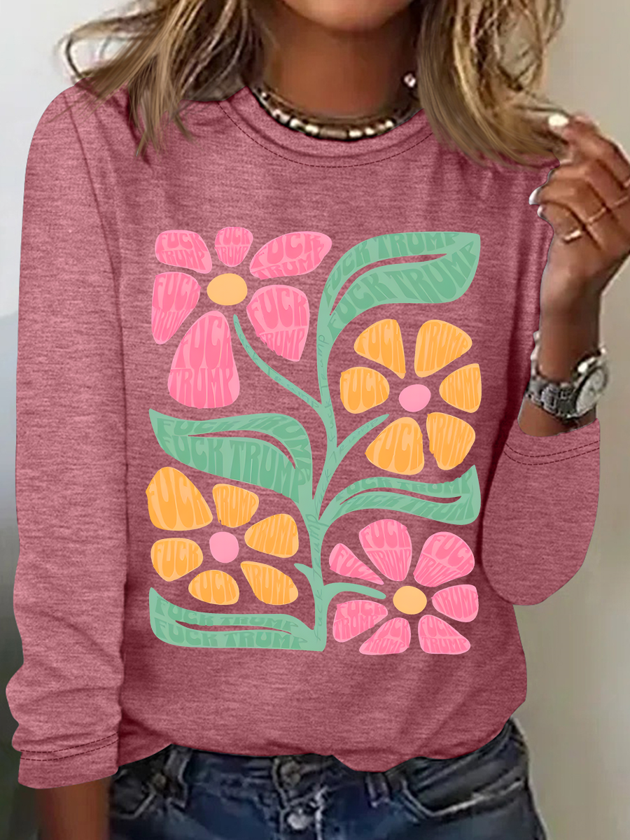 Women’s Graphic T-Shirt Retro Flower Print Casual blouse