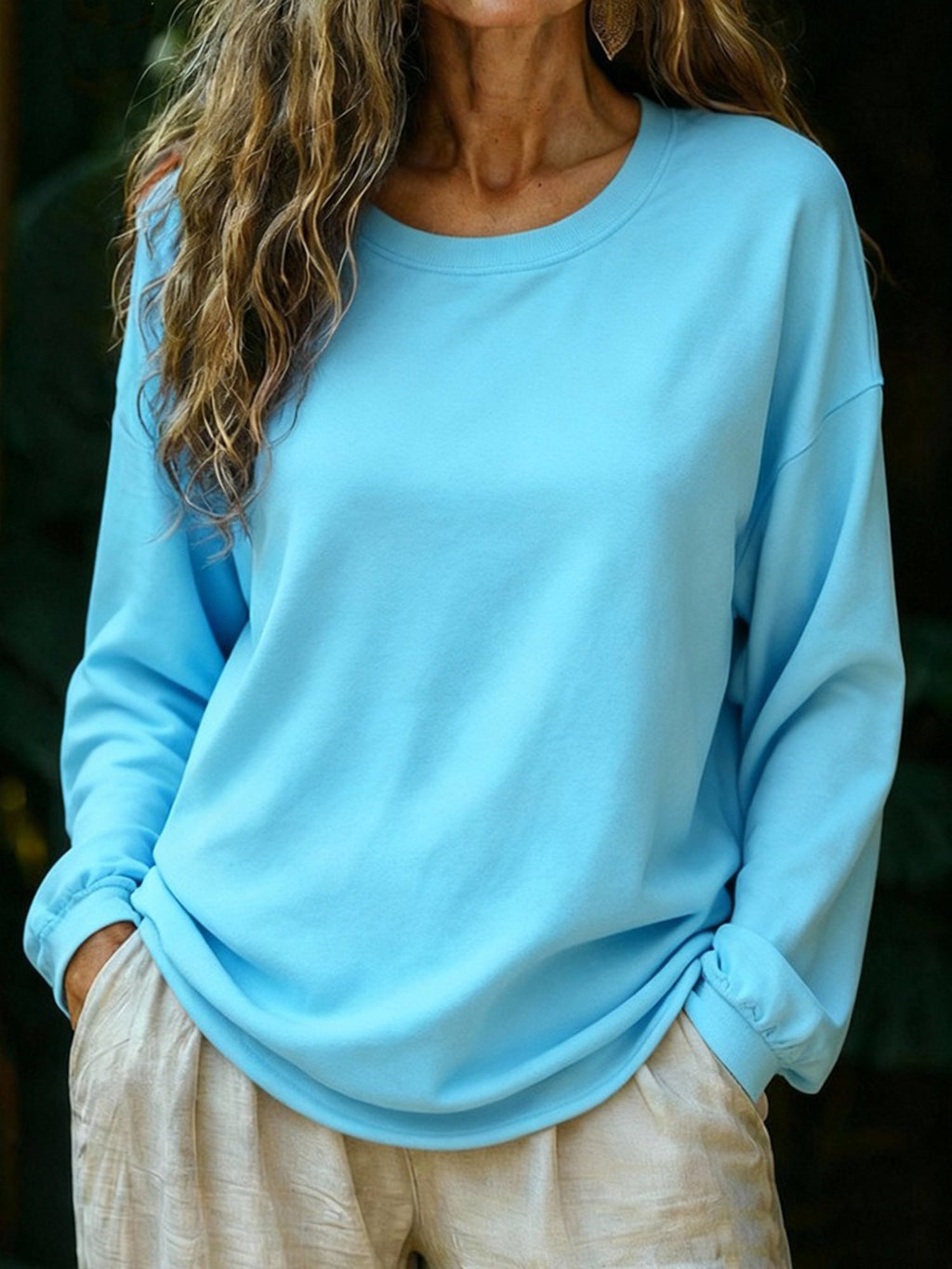 Casual Plain Crew Neck T-shirt