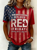 Women's Short Sleeve T-shirt Summer Red Independence Day (Flag) Printing Jersey Crew Neck Daily Going Out Casual Top