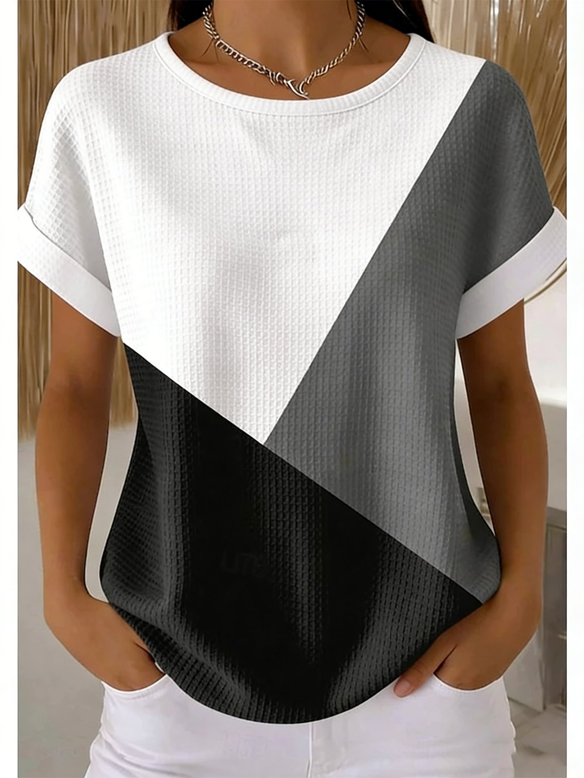 Casual Geometric Others Loose T-Shirt