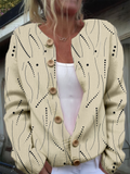 Striped Casual Crew Neck Loose Cardigan