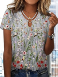 Regular Fit Floral Cotton Elegant T-Shirt