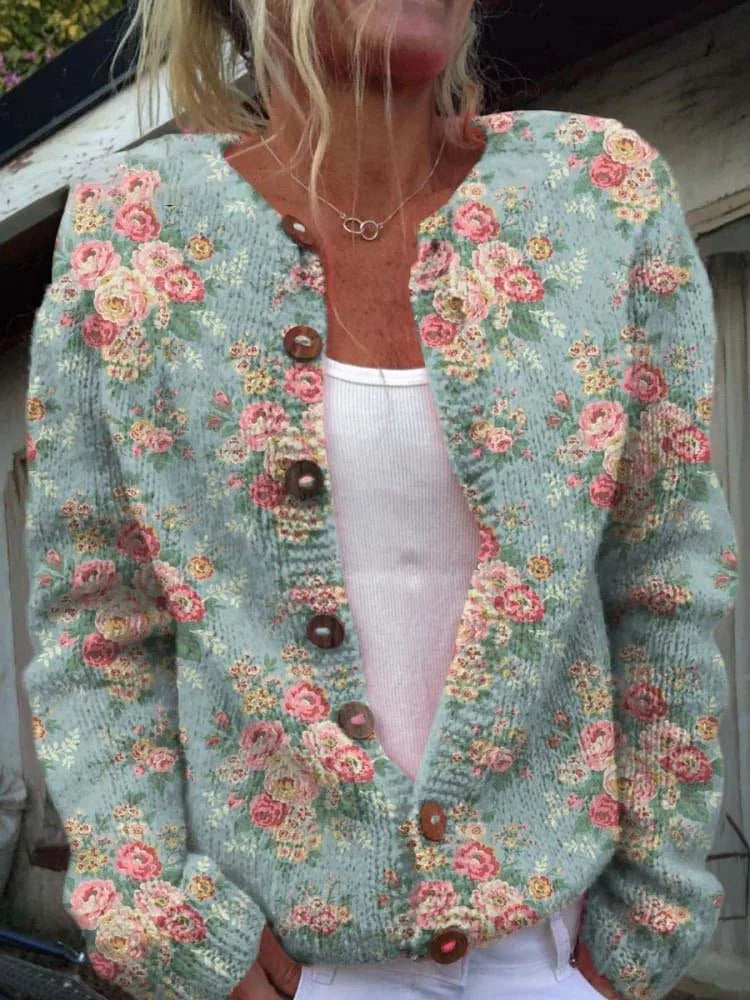 Women's Vintage 3D Print Cardigan