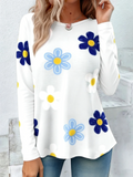 Casual Jersey Floral Crew Neck T-Shirt