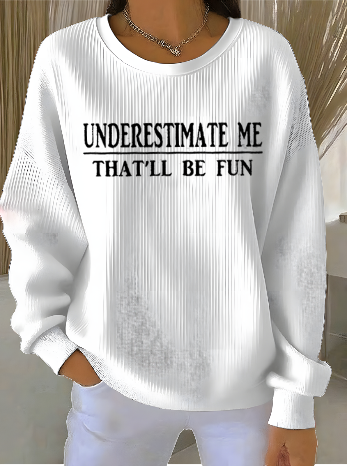 Crew Neck Simple Loose Sweatshirt