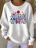 Patriotic Floral 'AMERICA' Ribbed Sweatshirt