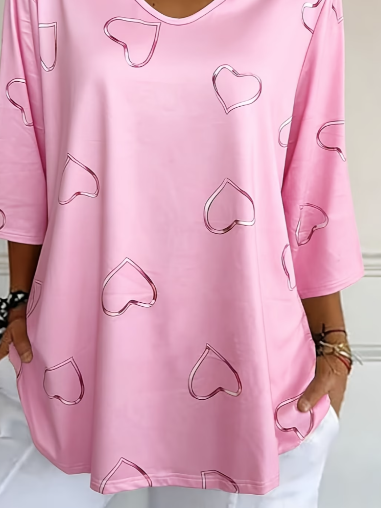 Women's Trimmed V-Neck 3/4-Sleeve T-Shirt