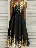 Casual Loose Buckle Notched Dress